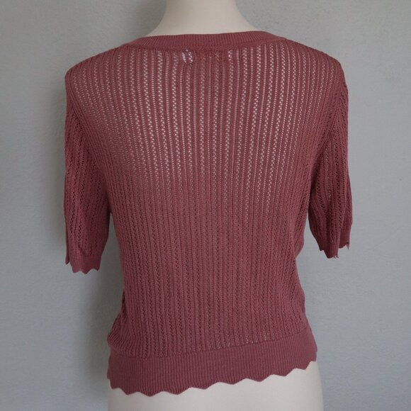 Mauve Knit Button-Up Cardigan Top (Size M) - Picture 3 of 6